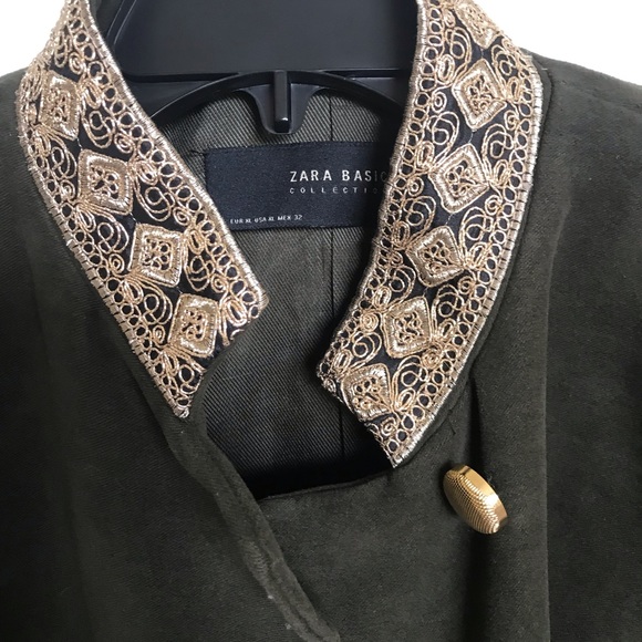 Zara military style blazer. Green color. - Picture 3 of 8